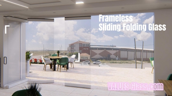 알루미늄 Frameless 유리제 사무실 발코니 미닫이 문 움직일 수 있는 분할 접히는 벽