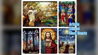 손으로 그린 ​​스테인드 글라스 패널 럭셔리 장식